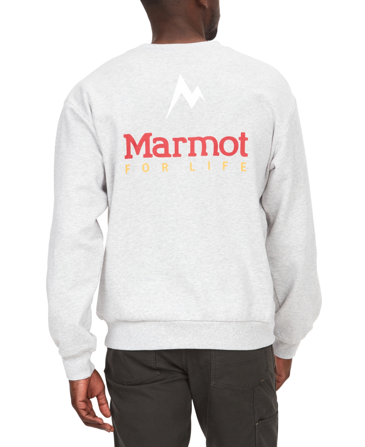 Shop Marmot Men's  For Life Logo-print Crewneck Sweatshirt In Light Grey Heather