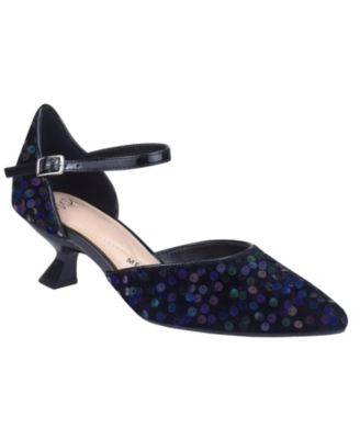 Women's Edmee Pointed Toe Kitten Heel Ankle Strap Pumps