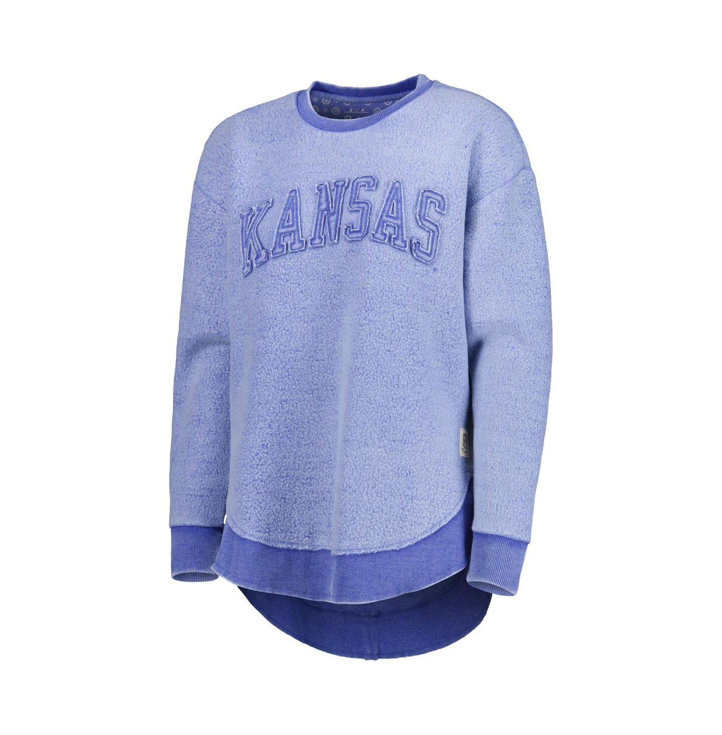 Женская толстовка Pressbox Royal Kansas Jayhawks Ponchoville Pullover — фото 2