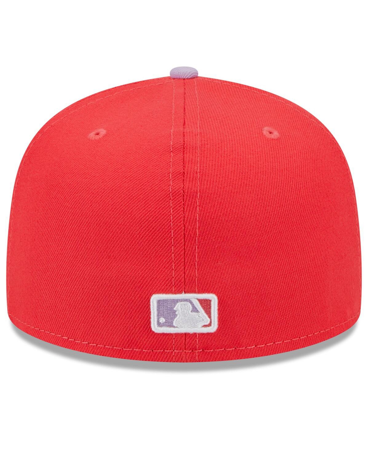 New Era Men's  Red, Lavender Los Angeles Dodgers Spring Color Two-tone 59fifty Fitted Hat In Red,lavender