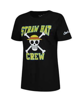 Women's Black One Piece Straw Hat Crew Graphic T-shirt