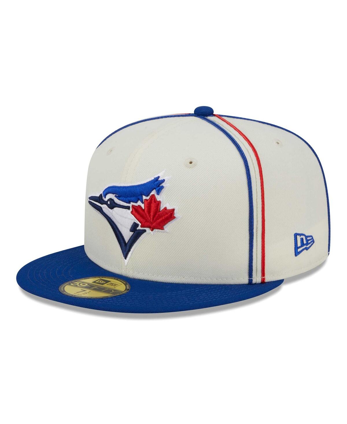 Shop New Era Men's  Cream, Royal Toronto Blue Jays Chrome Sutash 59fifty Fitted Hat In Cream,royal