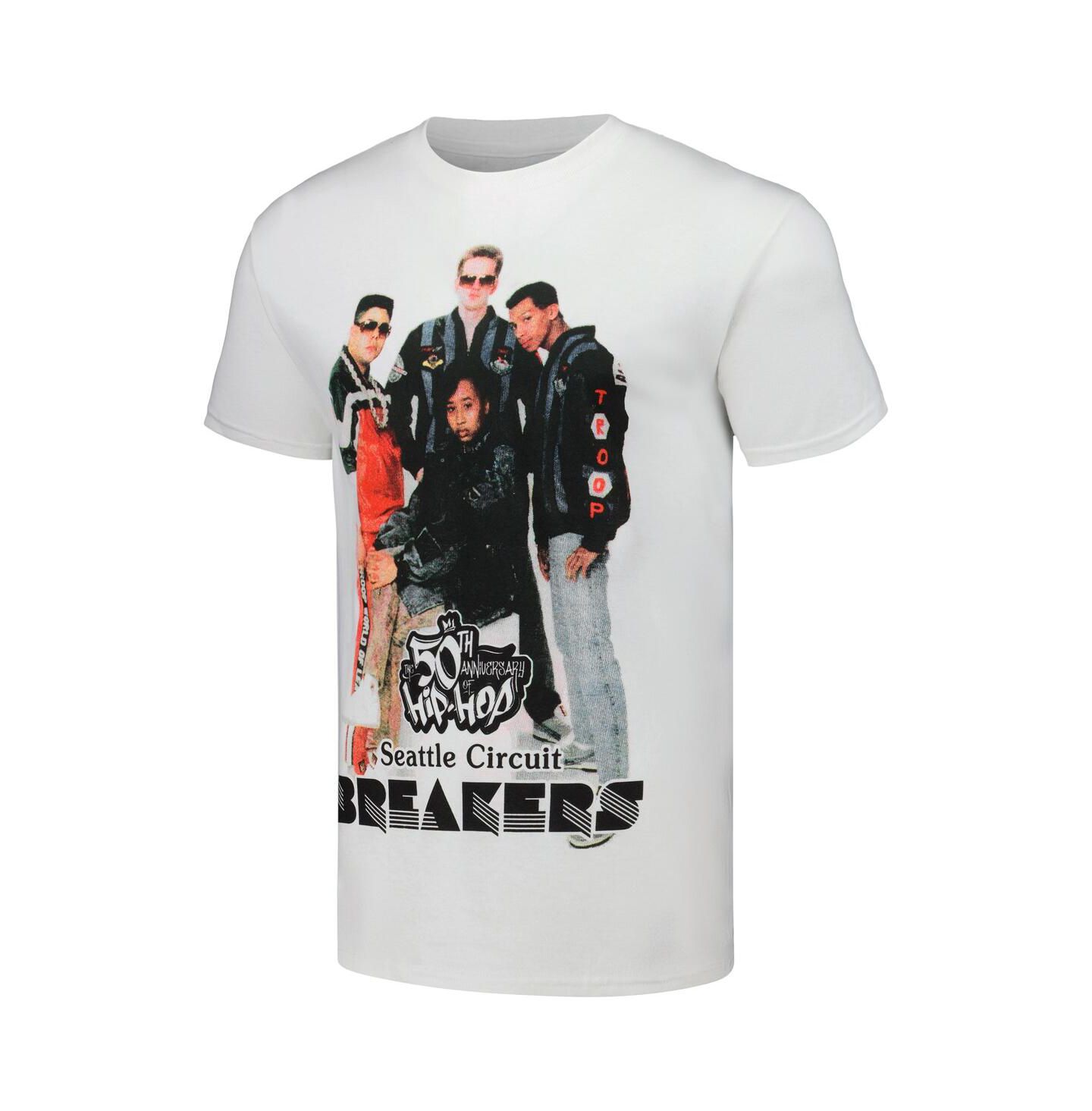 Мужская футболка Philcos White 50th Anniversary of Hip Hop Seattle Circuit Breakers Graphic — фото 2