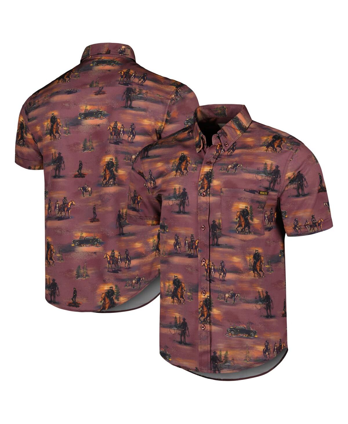 Men's and Women's Rsvlts Maroon Yellowstone Tough & Merciless Kunuflex Button-Down Shirt - Maroon