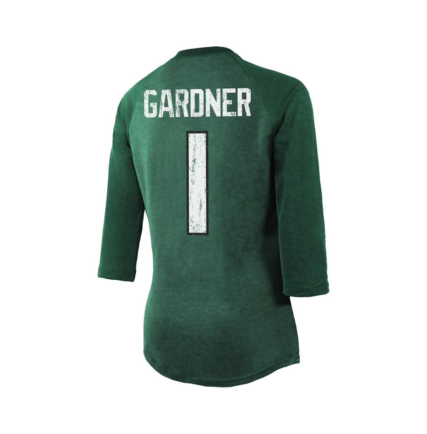 Женская футболка Majestic Threads Ahmad Sauce Gardner Green New York Jets Player Name and Number Tri-Blend Raglan 3/4-Sleeve — фото 4