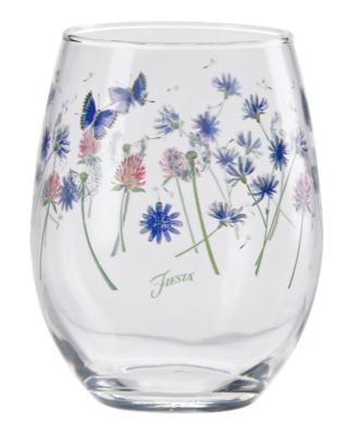 Breezy Floral Stemless Wine Glasses, Set of 4