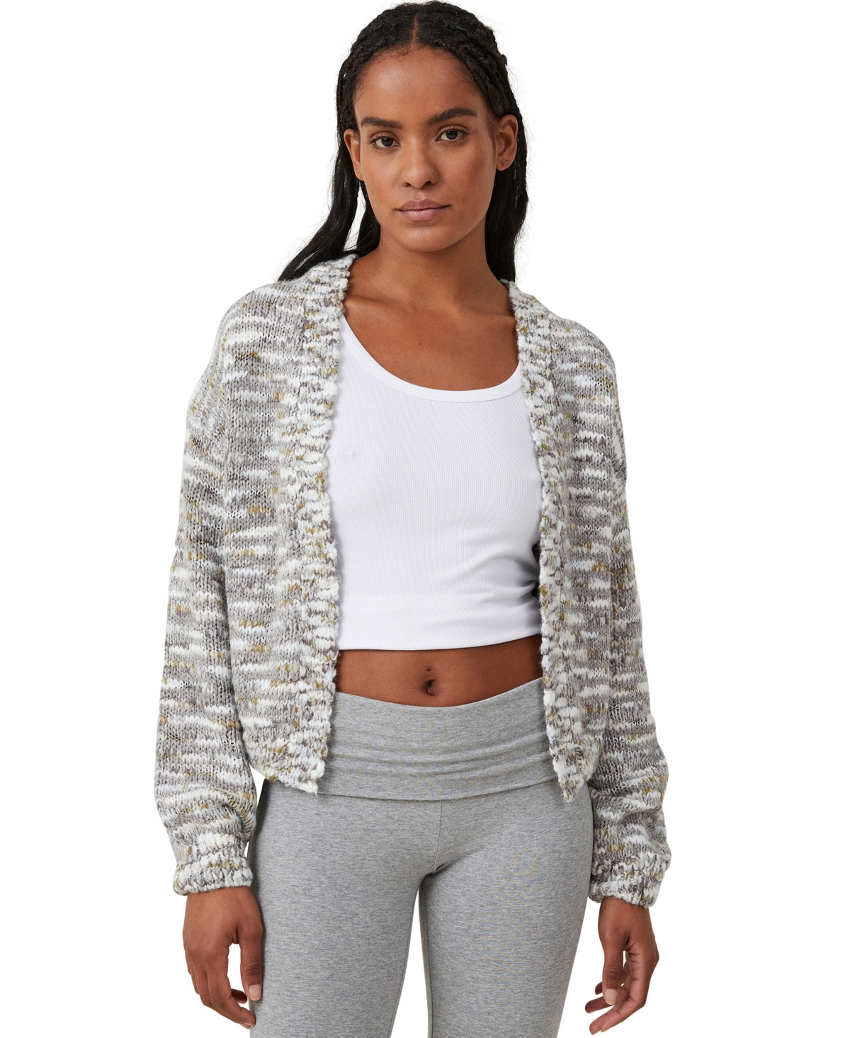 Cotton On Women's Crop Fleck Cardigan Sweater In Gray Multi