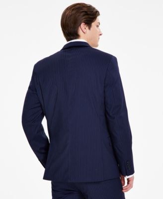 Alfani Men's Navy Slim-Fit Stripe Double Breasted Suit Jacket, Created for Macy's