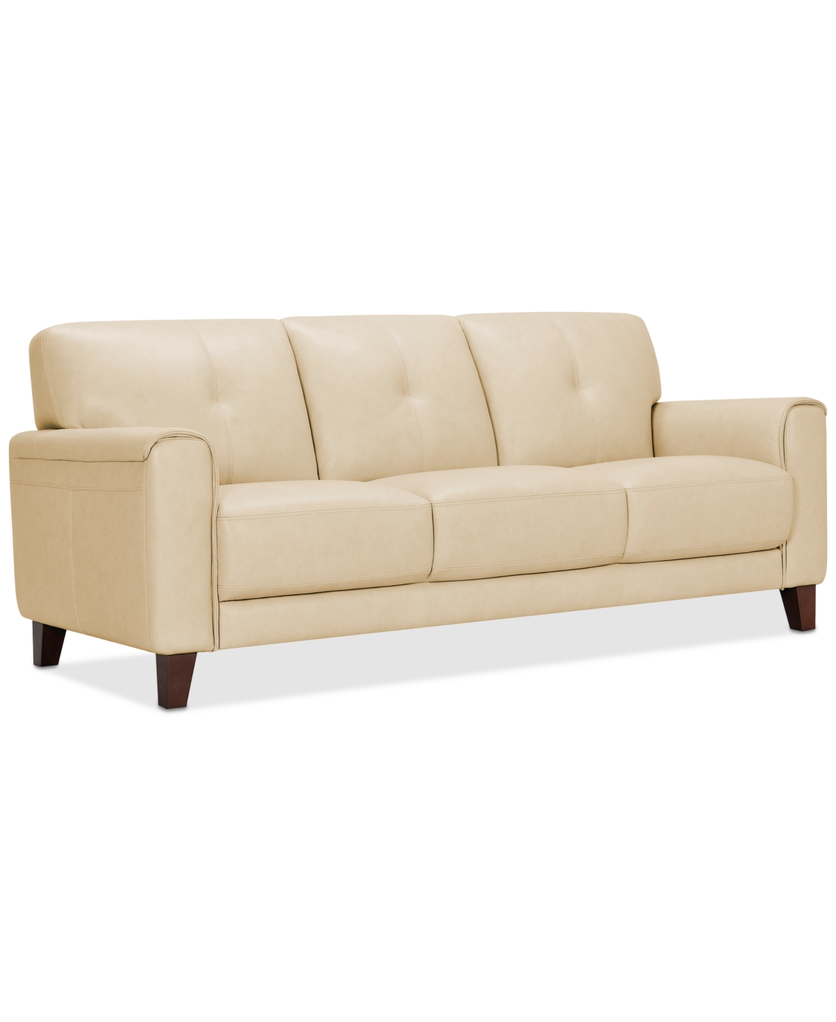 Macy's Ashlinn 84" Pastel Leather Sofa, Created For  In Butter Yellow