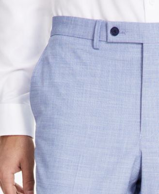 Men's Modern-Fit Bi-Stretch Light Blue Check Suit Separate Pants