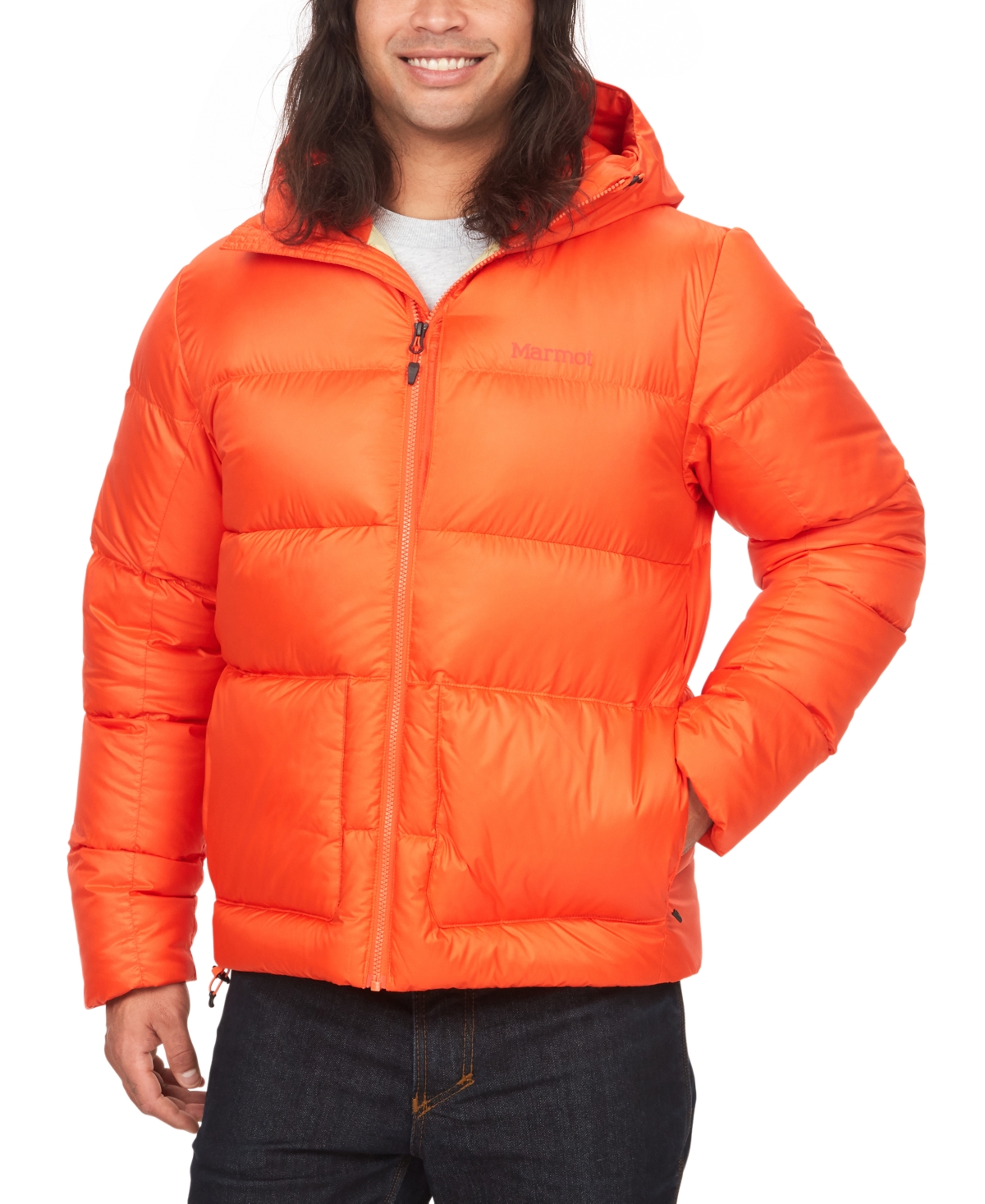 Men's Guides Quilted Full-Zip Hooded Down Jacket - Flame