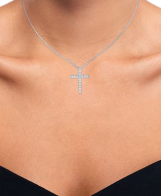 Lab Grown Diamond Cross Pendant Necklace (1/2 ct. t.w.) in Sterling Silver, 16" + 2" extender