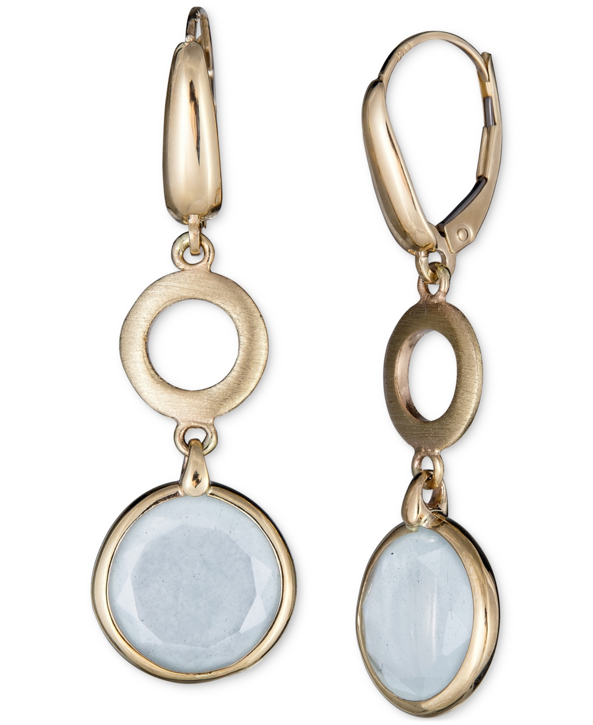 Circle Drop Earrings (8 ct. t.w.) in 14k Gold - Milky Aquamarine