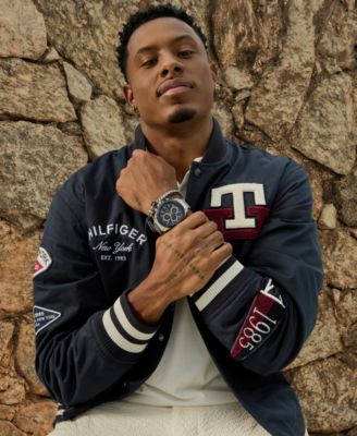 Men's Multifunction Silver-Tone Stainless Steel Watch 46mm