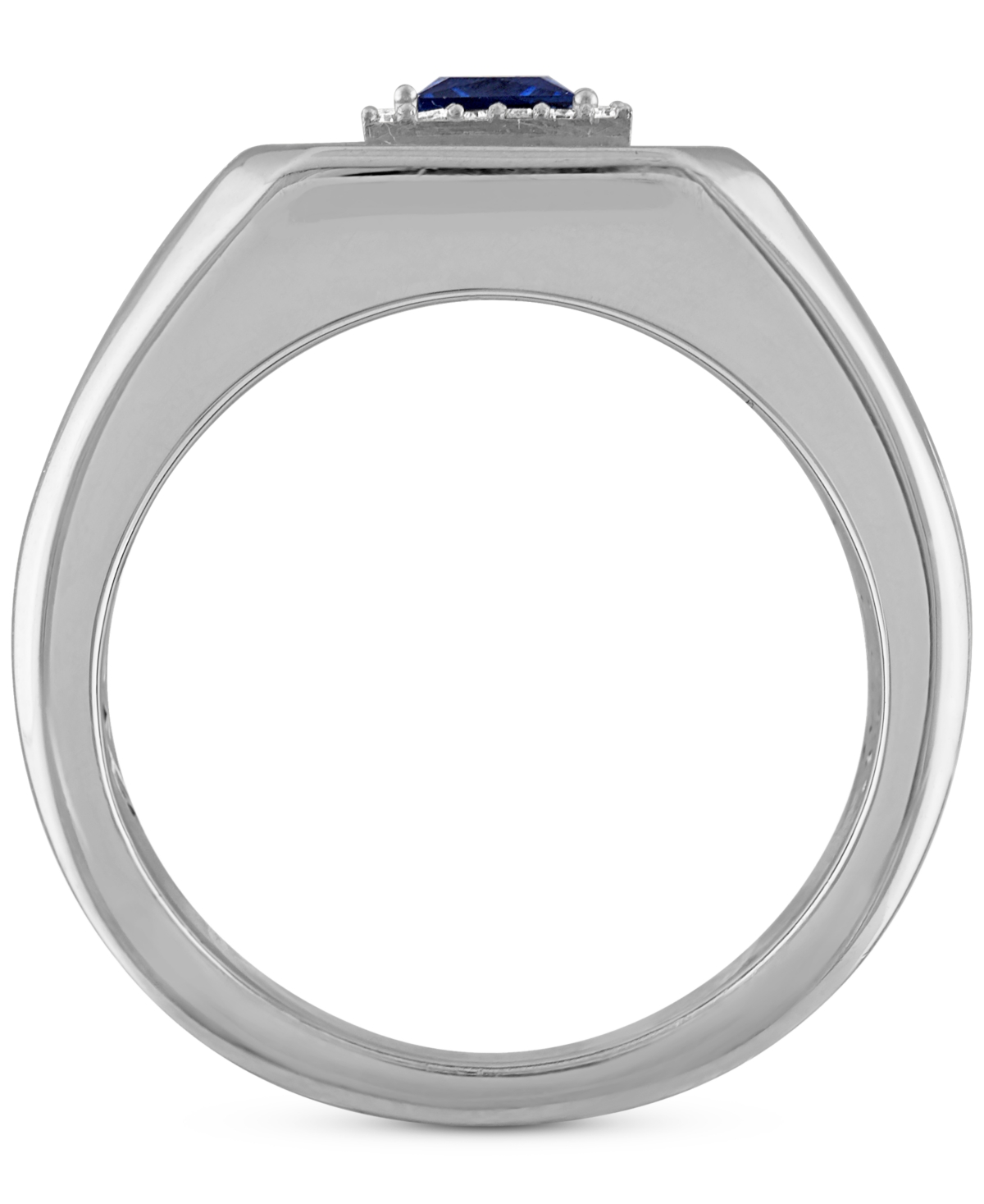 Men's Lab Created Sapphire (1/2 ct. t.w.) & Diamond (1/10 ct. t.w.) Ring in Sterling- Silver