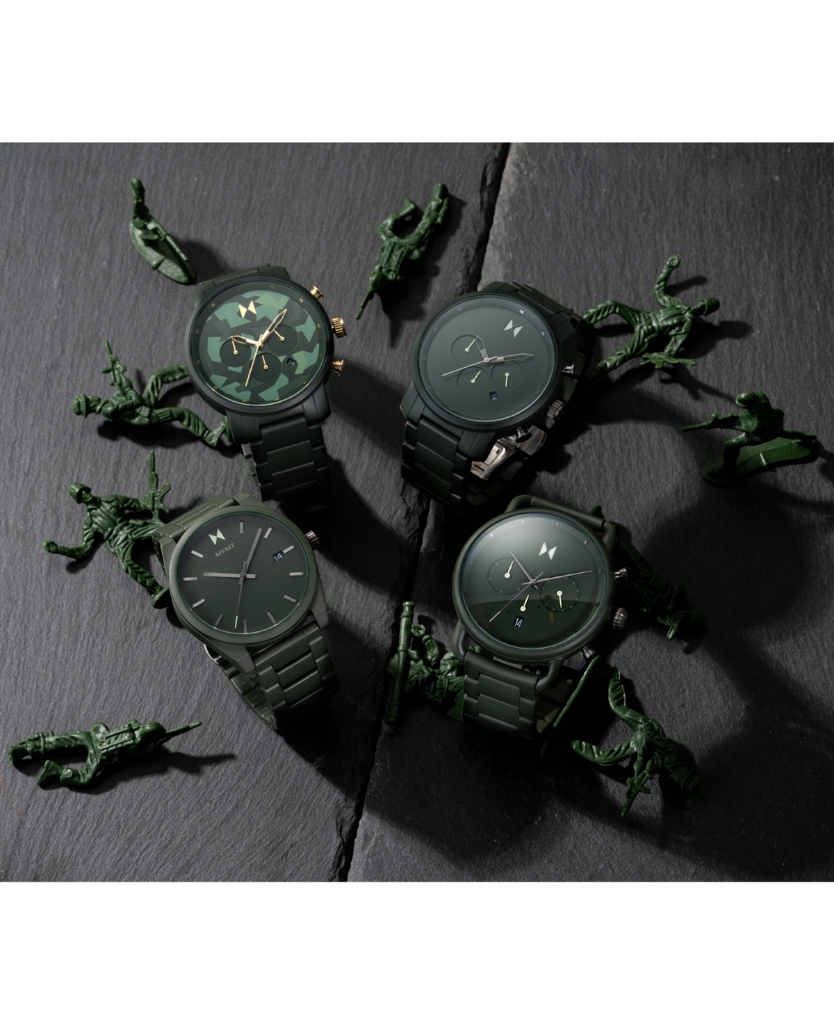Shop Mvmt Men's Chrono Ceramic Matte Olive Green Ceramic Bracelet Watch 45mm