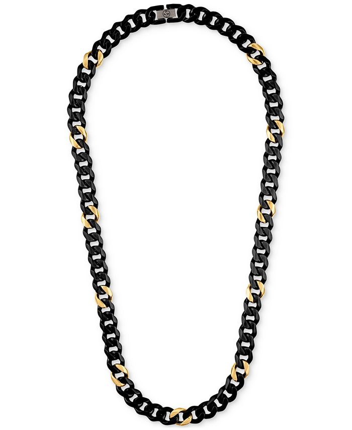 Macy's Men's Curb Link 22" Chain Necklace in Black & GoldTone IP