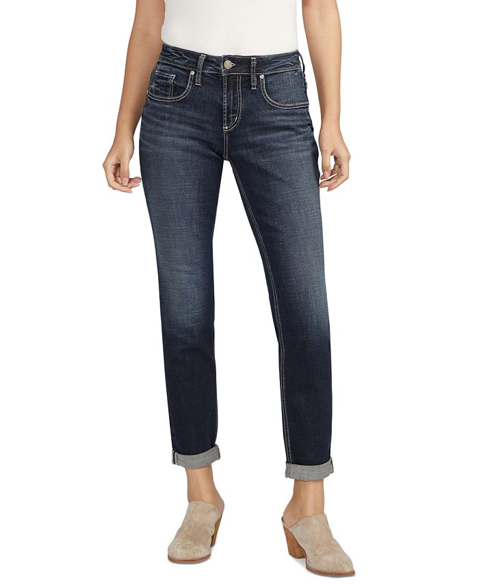 Silver Jeans Co. Women's Slim-Leg Cuffed Boyfriend Denim Jeans - Macy's