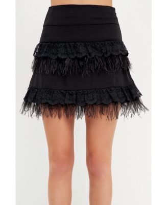 DKNY Feather Skirt in Black