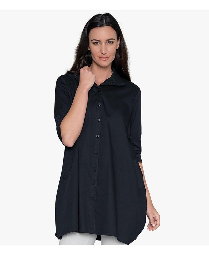 Stella Carakasi Women's 3/4 Sleeve Button-Front Cotton Poplin Shirt Top ...