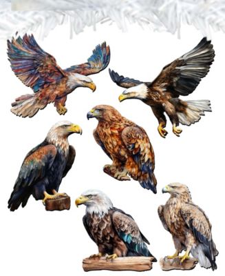 Holiday Wooden Clip-On Ornaments Eagle's Flight Set of 6 G. DeBrekht