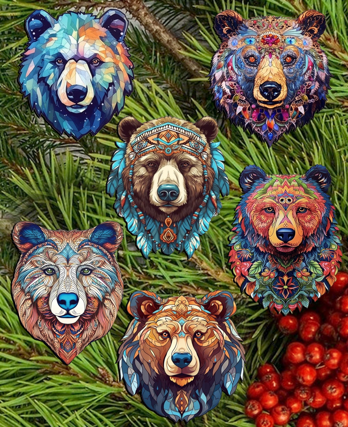 Shop Designocracy Holiday Wooden Clip-on Ornaments Sentimental Forget-me-not Set Of 6 G. Debrekht In Multi Color