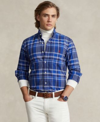 폴로 랄프로렌 Polo Ralph Lauren Mens Classic-Fit Plaid Oxford Shirt,Blue Multi