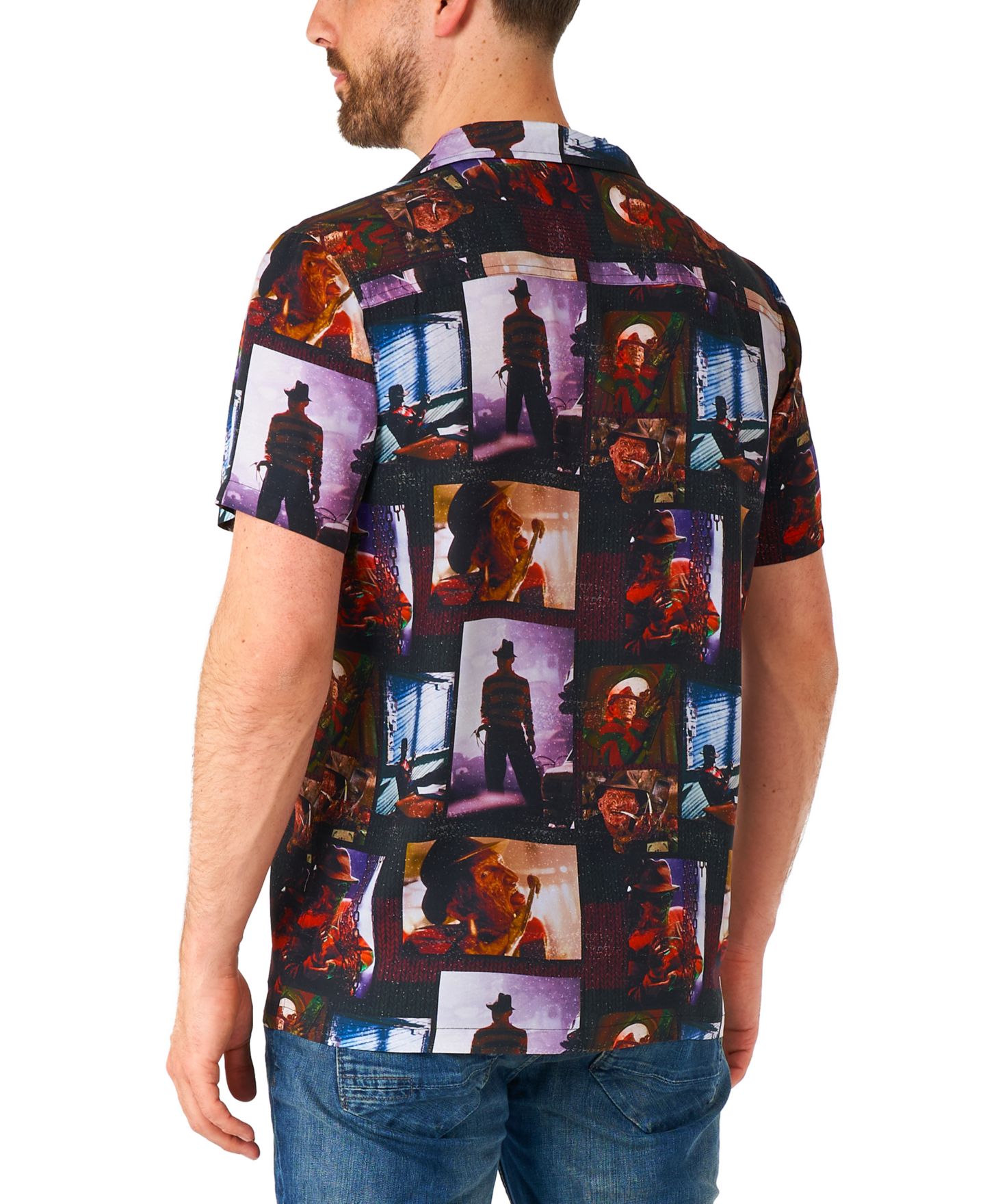 Мужская рубашка OppoSuits Official A Nightmare On Elm Street Hawaii Shirt - Halloween Themed Party Shirt - Short Sleeve - Black, цвет: Чёрный — фото 2