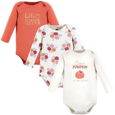 Cotton Long-Sleeve Bodysuits, Cinnamon Prints 3-Pack