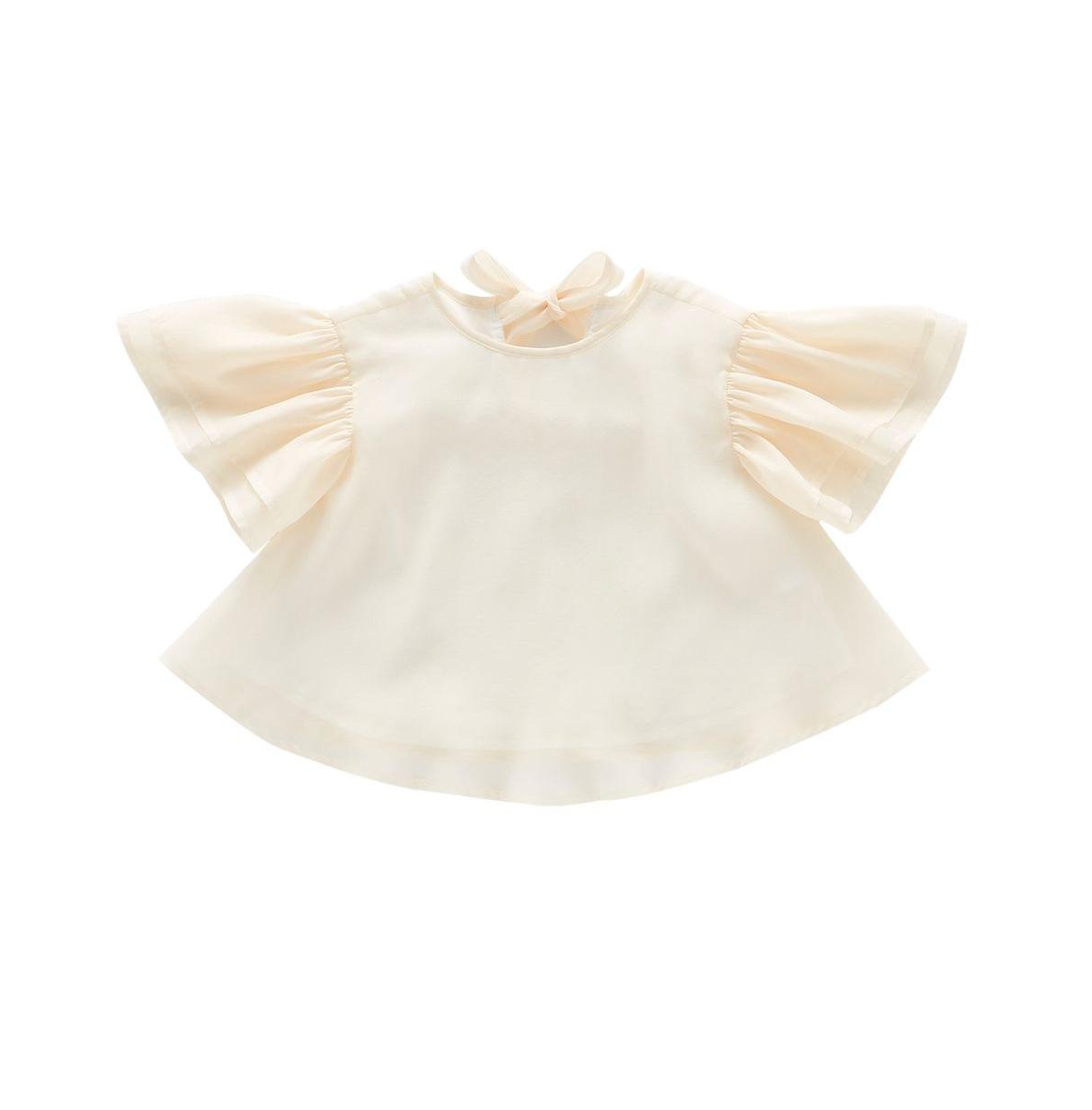 Omamimini Toddler|child Girls, Organza Layered Flared Top In Cream