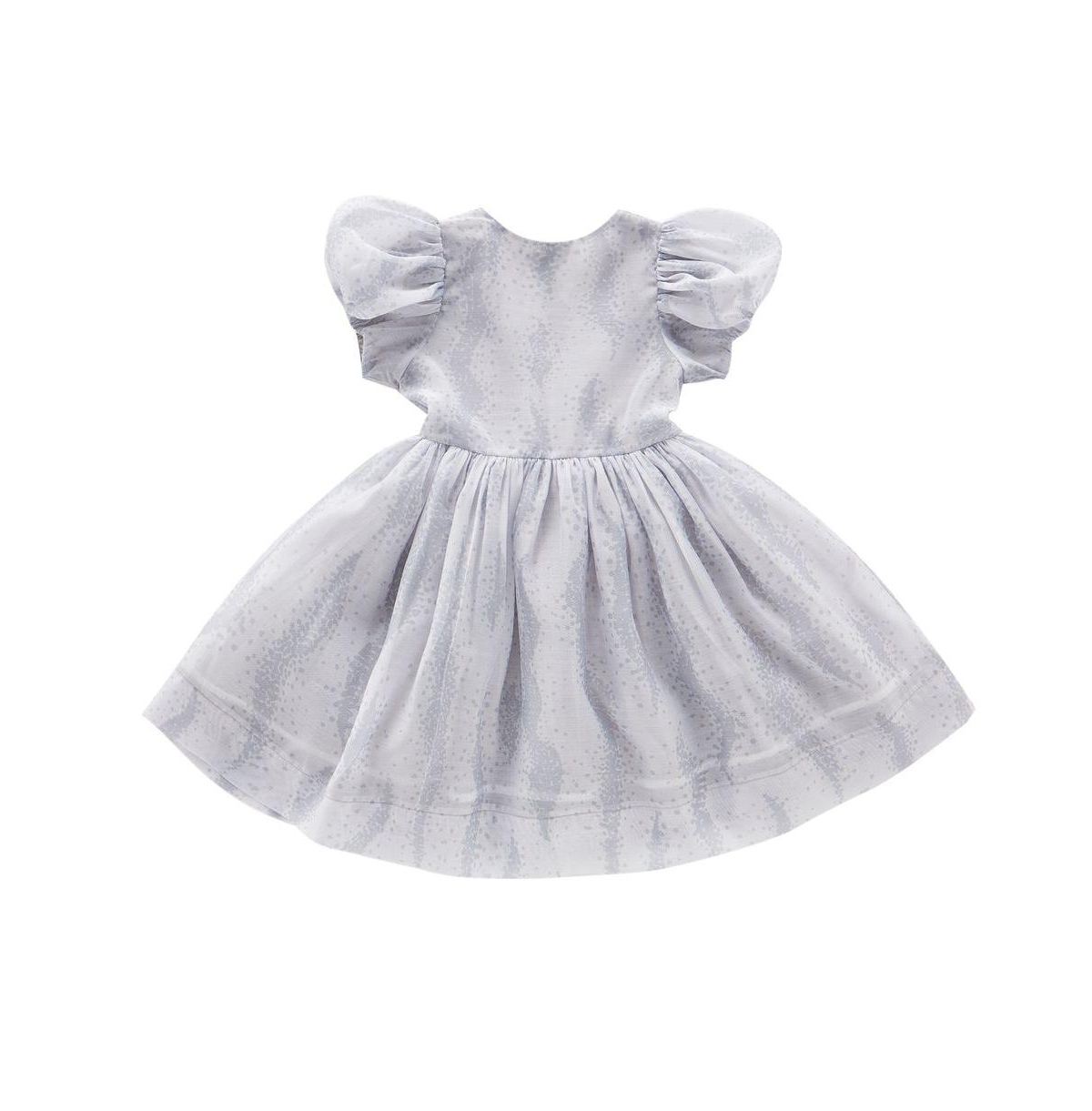 Omamimini Toddler|child Girls, Puff Sleeve Fit & Flare Dress In Grey