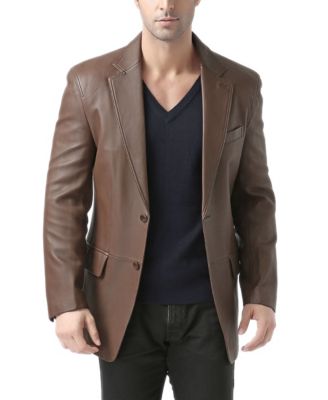 Men's Men Two-Button Leather Blazer