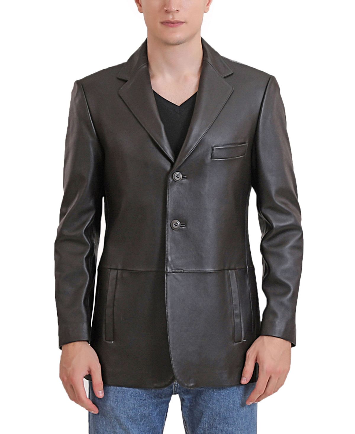 Мужской блейзер Leroy из овечьей кожи на трех пуговицах