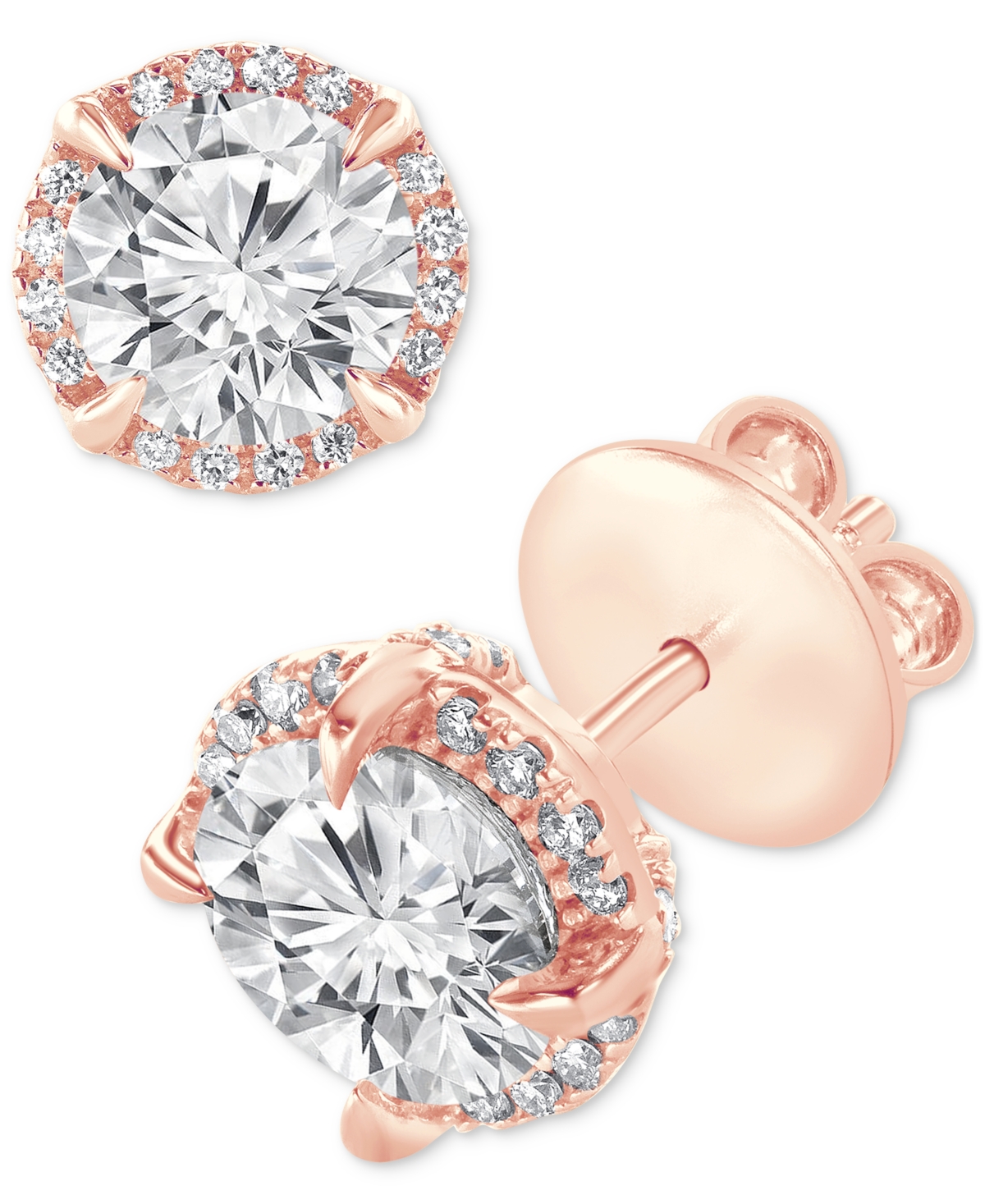 Badgley Mischka Certified Lab Grown Diamond Halo Stud Earrings (3 Ct. T.w.) In 14k Gold In Rose Gold