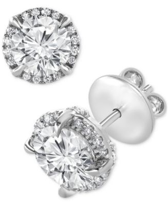 Badgley Mischka Certified Lab Grown Diamond Halo Stud Earrings (3