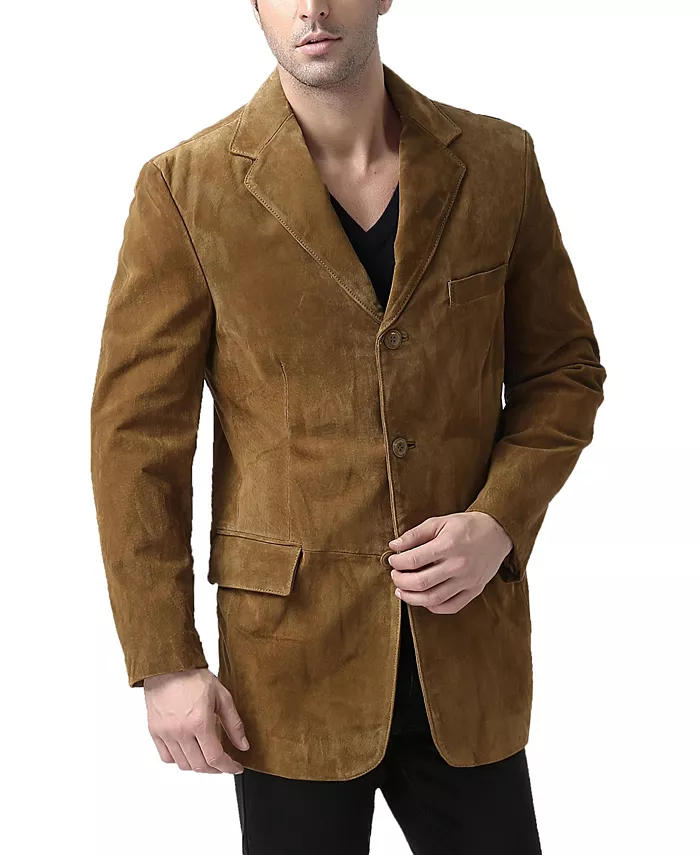 Men Robert Three-Button Suede Leather Blazer - thumbnail 5