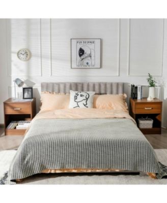 2 Pieces Nightstand with Storage Drawer and Cabinet