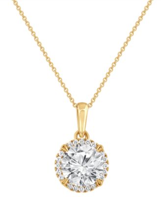 Certified Lab Grown Diamond Halo 18" Pendant Necklace (2 ct. t.w.) in 14k Gold