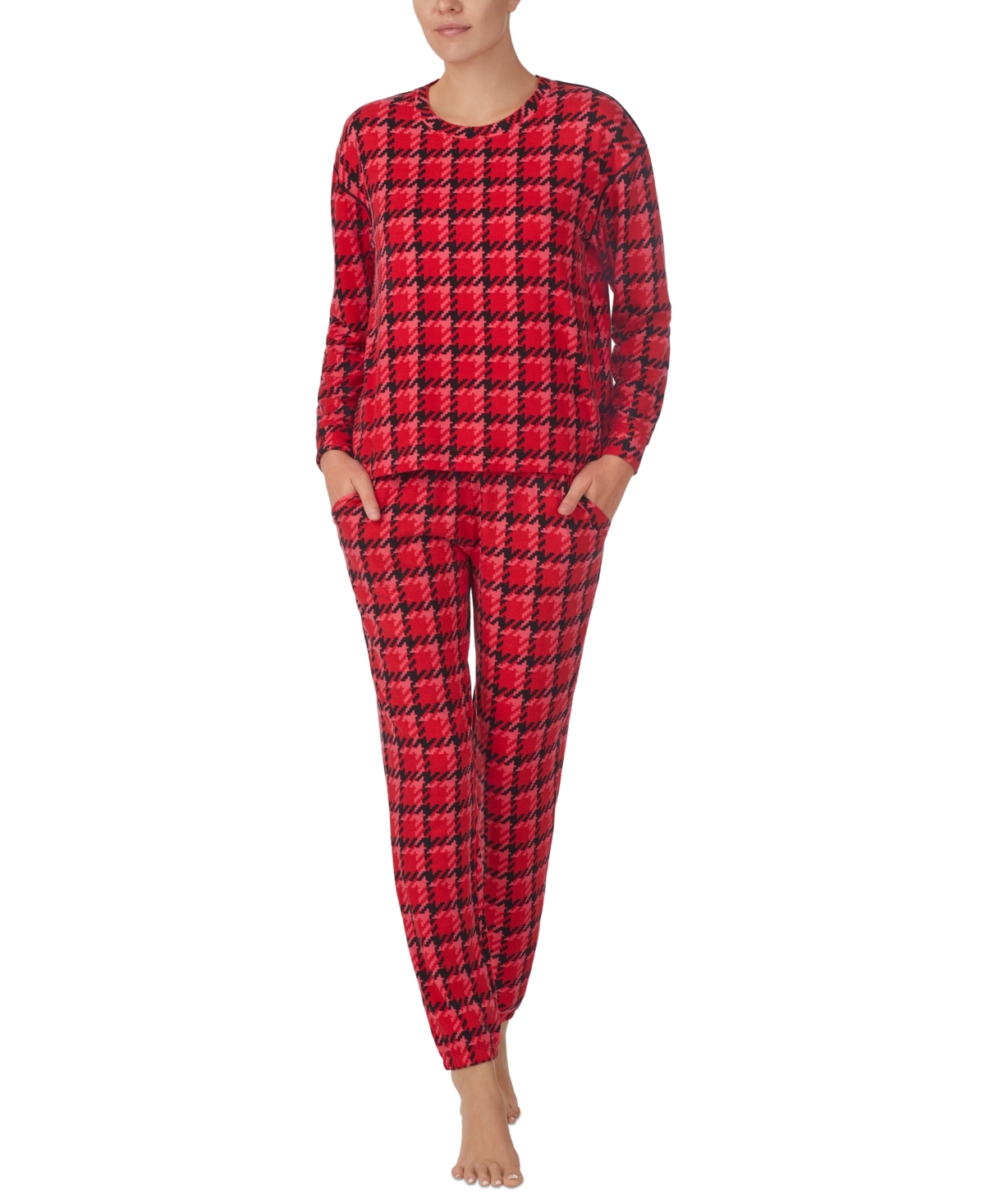 Sanctuary Woman's 2-pc. Long-sleeve Jogger Pajamas Set In Red Check