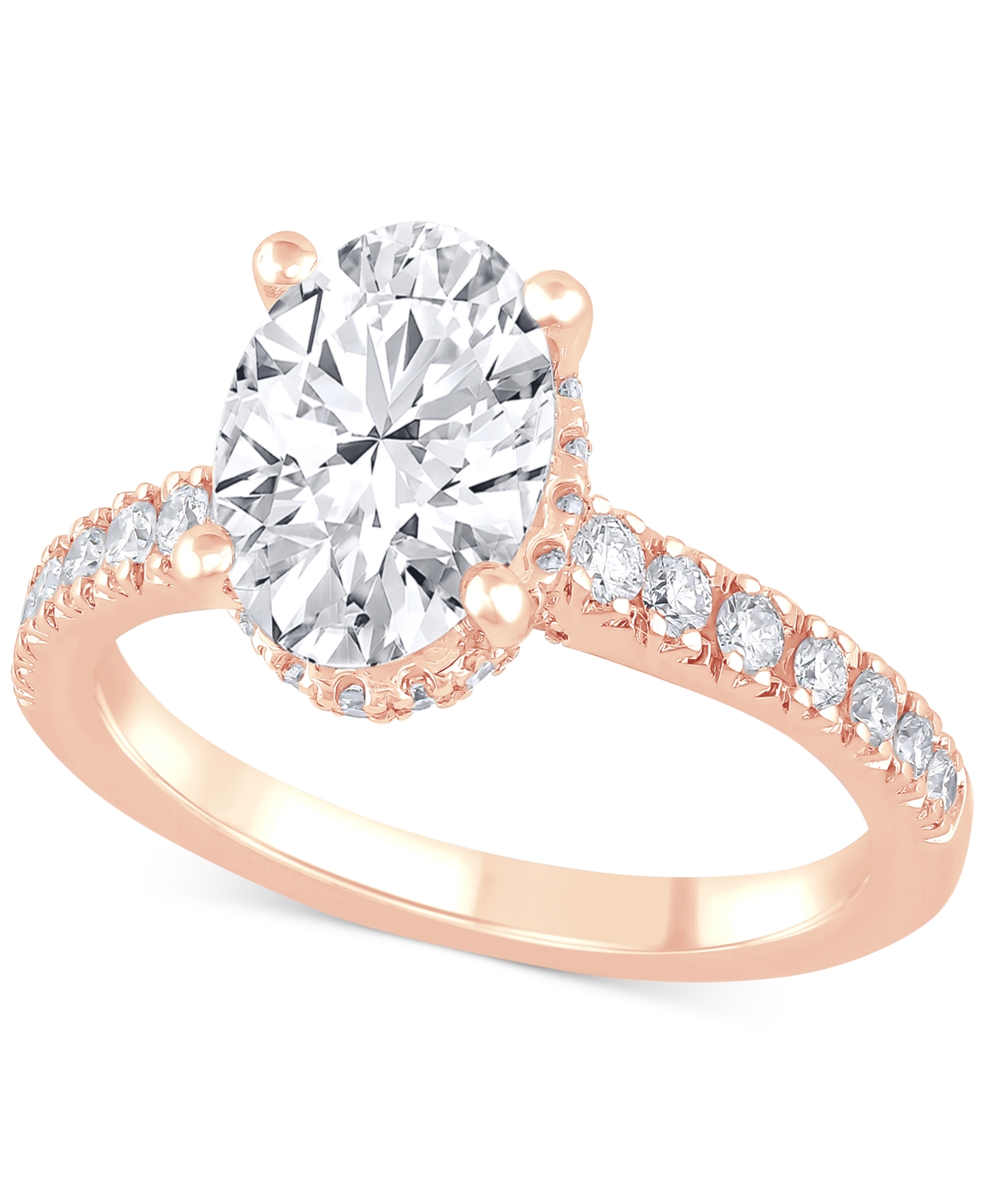 Certified Lab Grown Diamond Oval Engagement Ring (2-1/2 ct. t.w.) in 14k Gold - Rose Gold