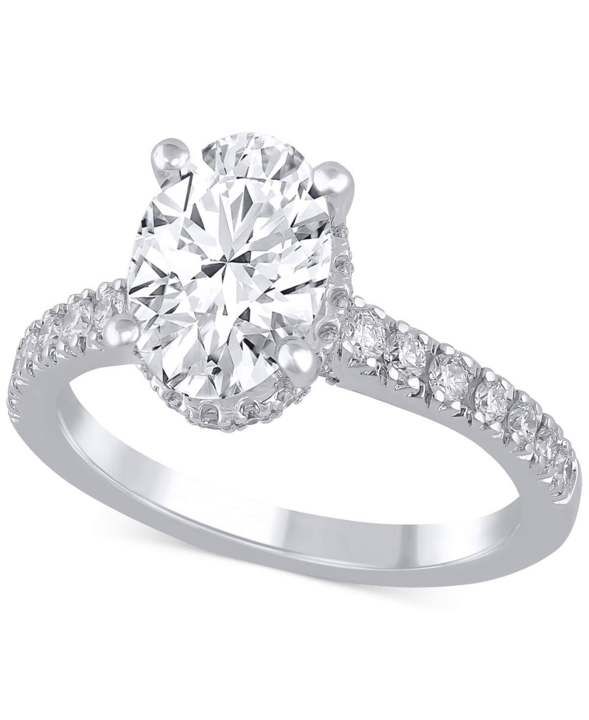 Badgley Mischka Certified Lab Grown Diamond Oval Engagement Ring (2-1/2 Ct. T.w.) In 14k Gold In White Gold
