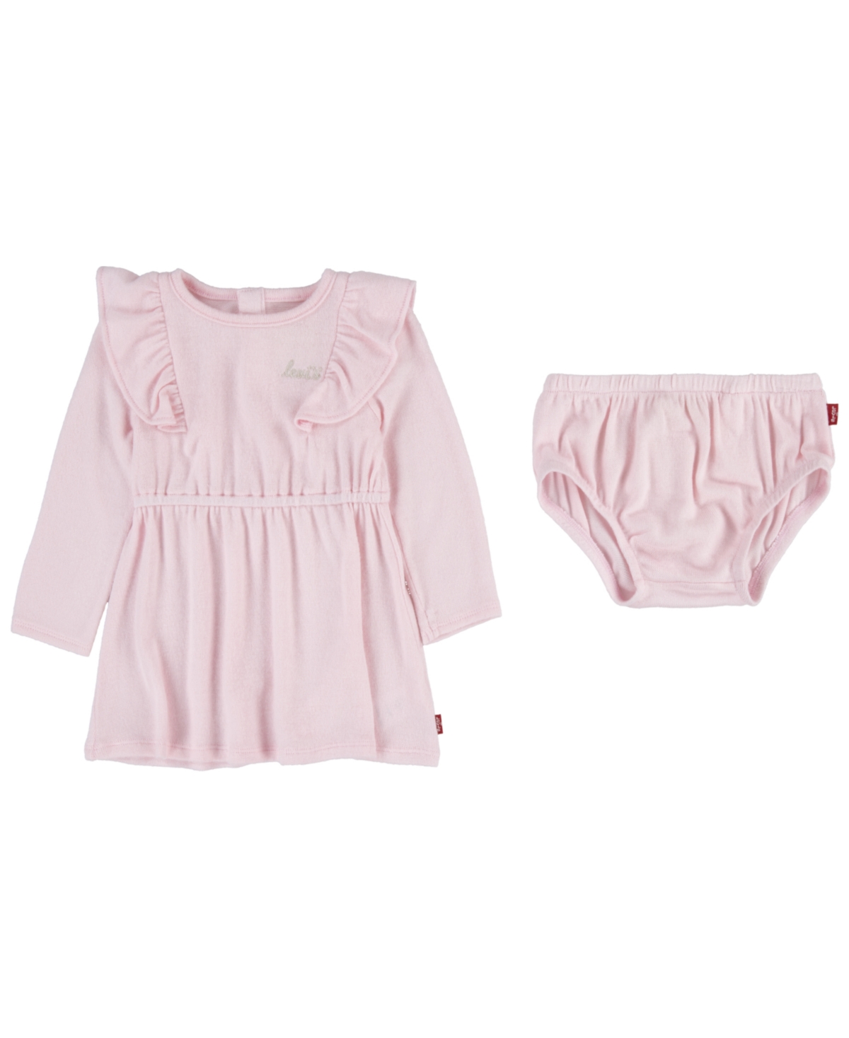 Levi's Baby Girls Long Sleeve Hacci Knit Dress And Diaper Cover Set In Bridal Rose