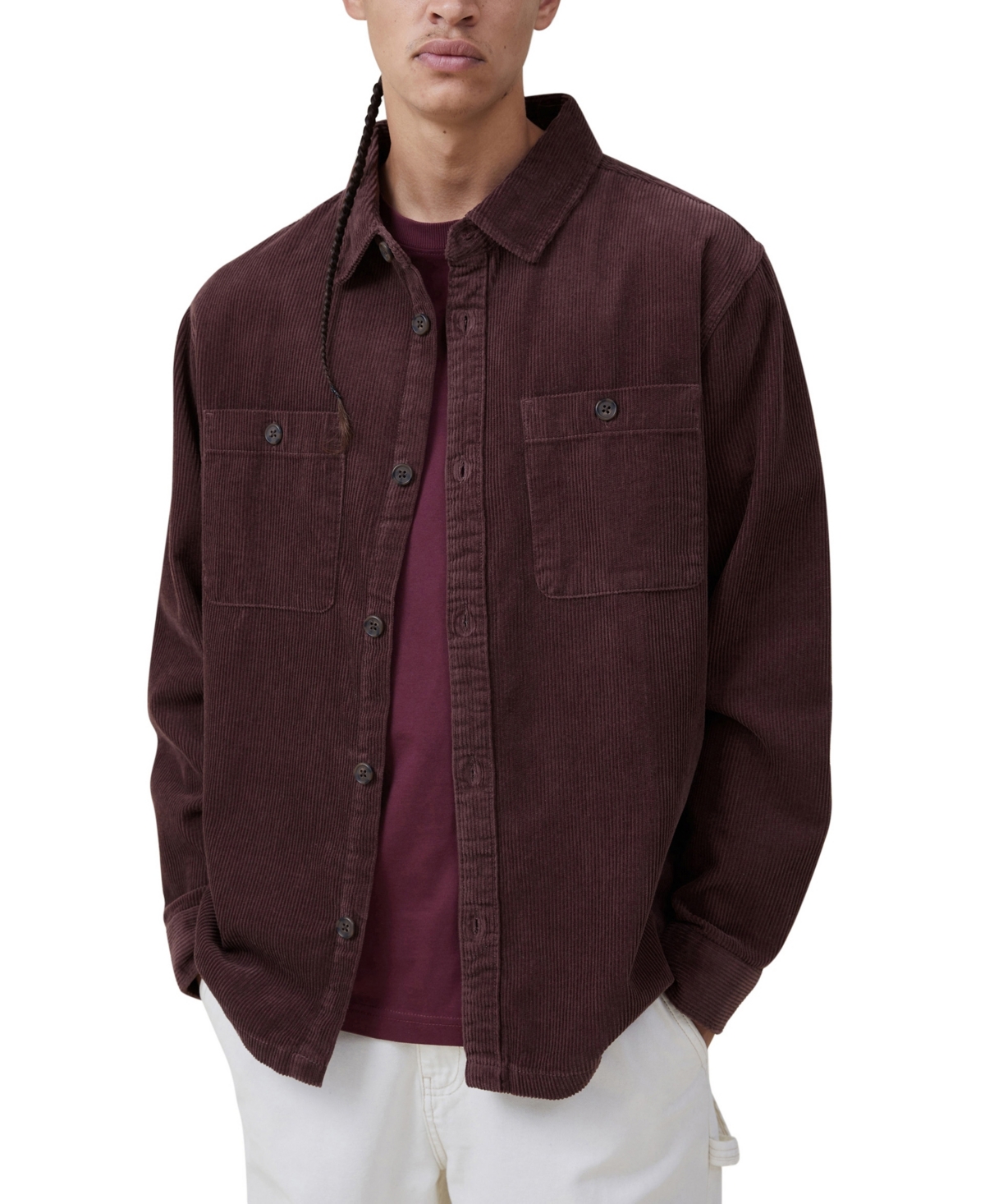 Cotton On Men's Heavy Long Sleeve Overshirt In Coco Brown Cord