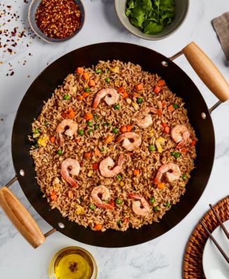 Asian Carbon Steel 13.75" Open Wok with 2 Side Handles