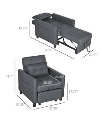 3-in-1 Convertible Chair Bed with Adjustable Backrest,