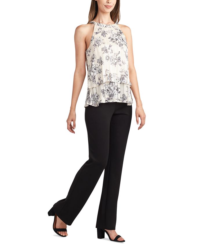 BCX Women's Floral-Print Double-Tiered Sleeveless Top - Macy's
