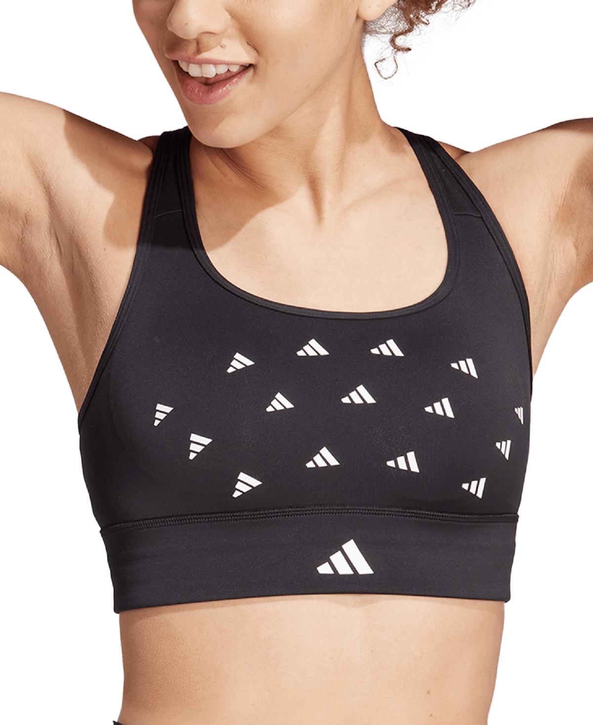Adidas Originals Women's Training Essentials Logo Sports Bra In Black,white