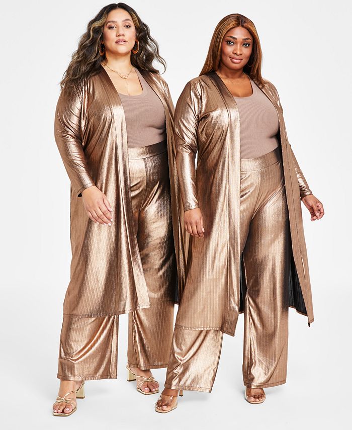 Plus Size Metallic Duster, Created for Macy's