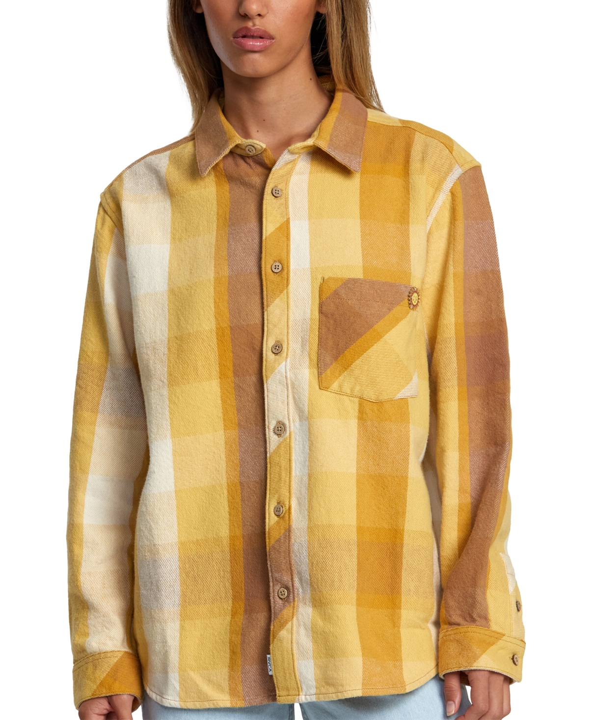 Rvca Juniors' Breeze Cotton Flannel Button-down Shirt In Multi