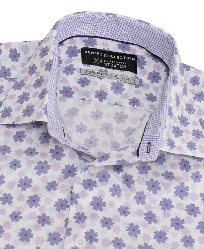 Report Collection Men's Slim-Fit Floral-Print Shirt - Macy's